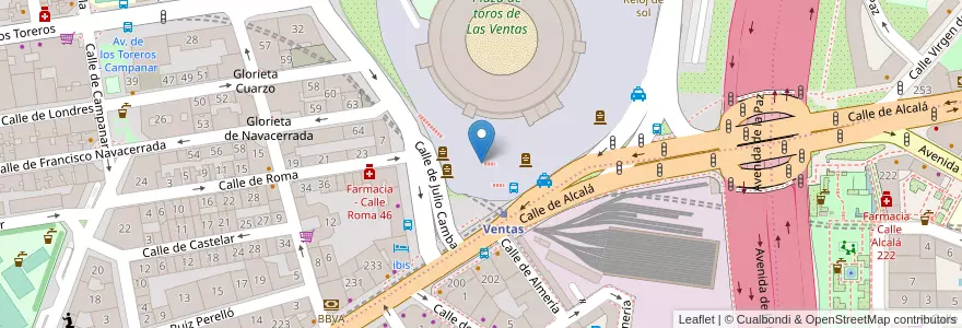 Mapa de ubicacion de Aparcabicis Museo Taurino en إسبانيا, منطقة مدريد, منطقة مدريد, Área Metropolitana De Madrid Y Corredor Del Henares, مدريد.