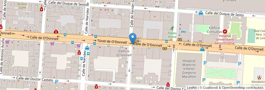 Mapa de ubicacion de Aparcabicis O' Donnell en 스페인, Comunidad De Madrid, Comunidad De Madrid, Área Metropolitana De Madrid Y Corredor Del Henares, 마드리드.