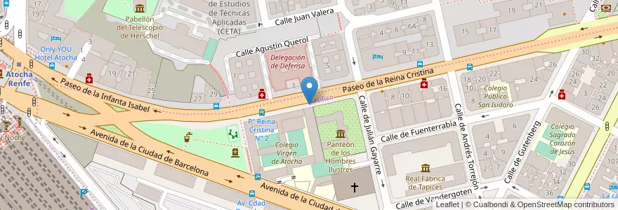 Mapa de ubicacion de Aparcabicis Panteón de Hombres Ilustres en Spanje, Comunidad De Madrid, Comunidad De Madrid, Área Metropolitana De Madrid Y Corredor Del Henares, Madrid.
