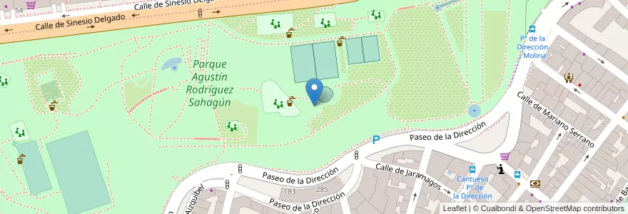 Mapa de ubicacion de Aparcabicis Parque Agustín Rodríguez Sahagún en スペイン, マドリード州, Comunidad De Madrid, Área Metropolitana De Madrid Y Corredor Del Henares, Madrid.