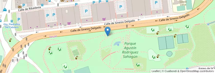 Mapa de ubicacion de Aparcabicis Parque Agustín Rodríguez Sahagún en 西班牙, Comunidad De Madrid, Comunidad De Madrid, Área Metropolitana De Madrid Y Corredor Del Henares, Madrid.