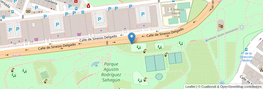 Mapa de ubicacion de Aparcabicis Parque Agustín Rodríguez Sahagún en 西班牙, Comunidad De Madrid, Comunidad De Madrid, Área Metropolitana De Madrid Y Corredor Del Henares, Madrid.