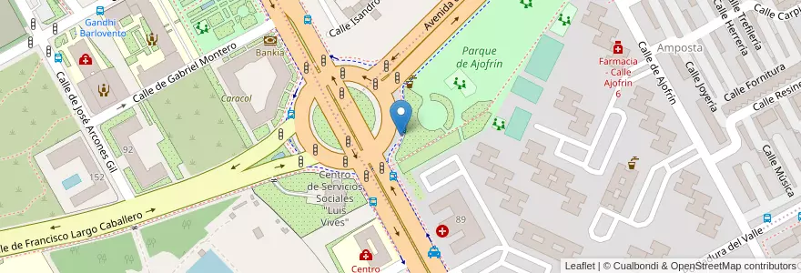 Mapa de ubicacion de Aparcabicis Parque Ajofrín en Spagna, Comunidad De Madrid, Comunidad De Madrid, Área Metropolitana De Madrid Y Corredor Del Henares, Madrid.
