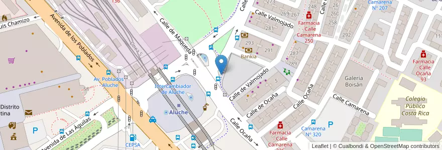 Mapa de ubicacion de Aparcabicis Parque Aluche en Sepanyol, Comunidad De Madrid, Comunidad De Madrid, Área Metropolitana De Madrid Y Corredor Del Henares, Madrid.