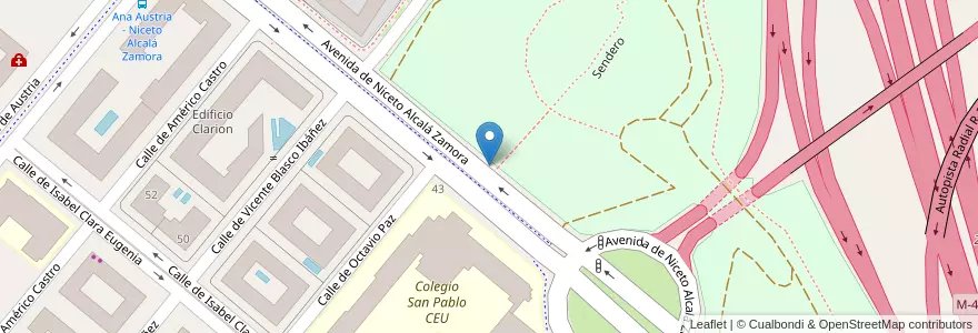 Mapa de ubicacion de Aparcabicis Parque Av. Niceto Alcalá Zamora - Vicente Blasco Ibáñez en Espagne, Communauté De Madrid, Communauté De Madrid, Área Metropolitana De Madrid Y Corredor Del Henares, Madrid.