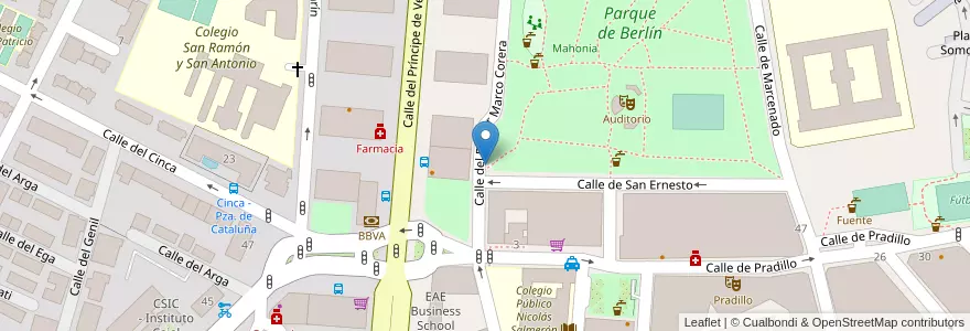 Mapa de ubicacion de Aparcabicis Parque Berlín en إسبانيا, منطقة مدريد, منطقة مدريد, Área Metropolitana De Madrid Y Corredor Del Henares, مدريد.
