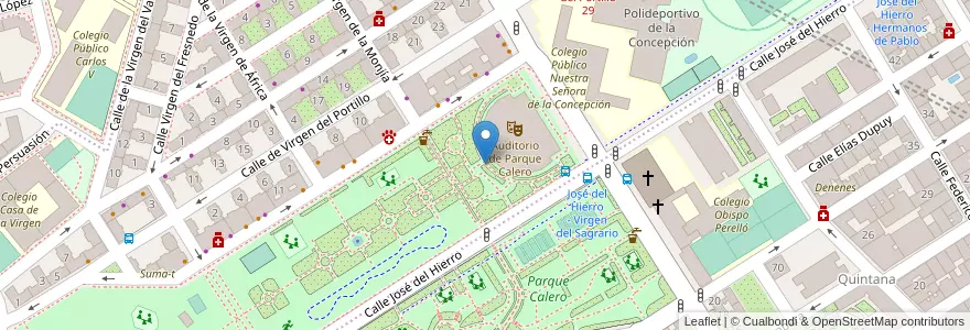 Mapa de ubicacion de Aparcabicis Parque Calero (auditorio) en Spagna, Comunidad De Madrid, Comunidad De Madrid, Área Metropolitana De Madrid Y Corredor Del Henares, Madrid.