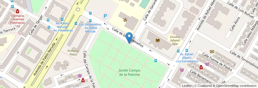 Mapa de ubicacion de Aparcabicis Parque Campo de la Paloma en Spanien, Autonome Gemeinschaft Madrid, Autonome Gemeinschaft Madrid, Área Metropolitana De Madrid Y Corredor Del Henares, Madrid.