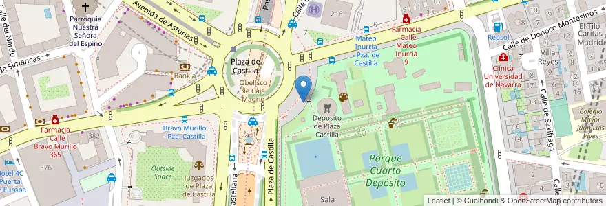 Mapa de ubicacion de Aparcabicis Parque Canal Isabel II en اسپانیا, بخش خودمختار مادرید, بخش خودمختار مادرید, Área Metropolitana De Madrid Y Corredor Del Henares, مادرید.