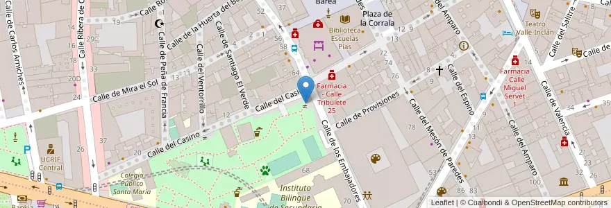 Mapa de ubicacion de Aparcabicis Parque Casino de la Reina en Испания, Мадрид, Мадрид, Área Metropolitana De Madrid Y Corredor Del Henares, Мадрид.
