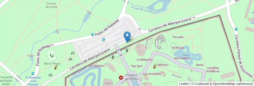 Mapa de ubicacion de Aparcabicis Parque de Atracciones en اسپانیا, بخش خودمختار مادرید, بخش خودمختار مادرید, Área Metropolitana De Madrid Y Corredor Del Henares, مادرید.