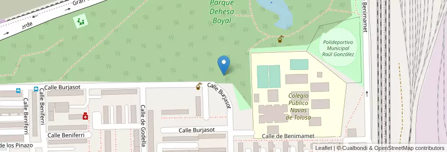 Mapa de ubicacion de Aparcabicis Parque Dehesa de Boyal en اسپانیا, بخش خودمختار مادرید, بخش خودمختار مادرید, Área Metropolitana De Madrid Y Corredor Del Henares, مادرید.