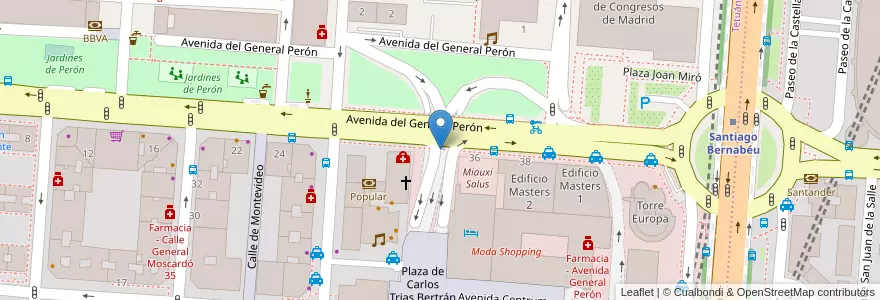 Mapa de ubicacion de Aparcabicis Parque del General Perón en 스페인, Comunidad De Madrid, Comunidad De Madrid, Área Metropolitana De Madrid Y Corredor Del Henares, 마드리드.