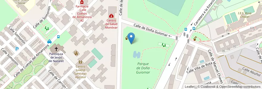 Mapa de ubicacion de Aparcabicis Parque Doña Guiomar en Spagna, Comunidad De Madrid, Comunidad De Madrid, Área Metropolitana De Madrid Y Corredor Del Henares, Madrid.