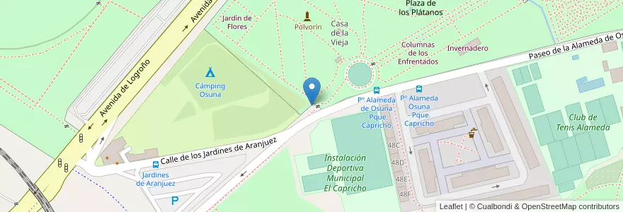 Mapa de ubicacion de Aparcabicis Parque El Capricho en Sepanyol, Comunidad De Madrid, Comunidad De Madrid, Área Metropolitana De Madrid Y Corredor Del Henares, Madrid.
