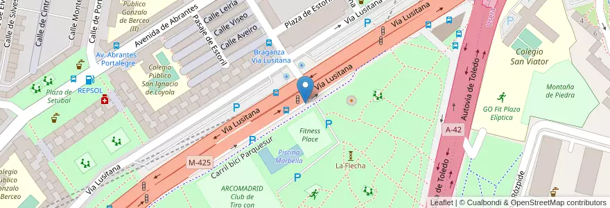 Mapa de ubicacion de Aparcabicis Parque Emperatriz María de Austria en Sepanyol, Comunidad De Madrid, Comunidad De Madrid, Área Metropolitana De Madrid Y Corredor Del Henares, Madrid.