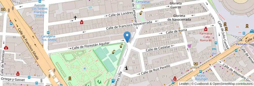 Mapa de ubicacion de Aparcabicis Parque Eva Duarte de Perón en اسپانیا, بخش خودمختار مادرید, بخش خودمختار مادرید, Área Metropolitana De Madrid Y Corredor Del Henares, مادرید.