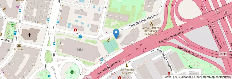 Mapa de ubicacion de Aparcabicis Pistas deportivas en スペイン, マドリード州, Comunidad De Madrid, Área Metropolitana De Madrid Y Corredor Del Henares, Madrid.