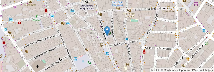 Mapa de ubicacion de Aparcabicis Plaza de Ministriles en スペイン, マドリード州, Comunidad De Madrid, Área Metropolitana De Madrid Y Corredor Del Henares, Madrid.