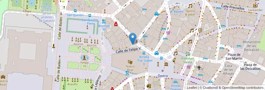 Mapa de ubicacion de Aparcabicis Plaza de Oriente en Spanje, Comunidad De Madrid, Comunidad De Madrid, Área Metropolitana De Madrid Y Corredor Del Henares, Madrid.