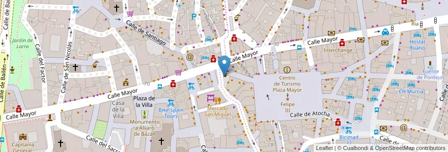 Mapa de ubicacion de Aparcabicis Plaza de San Miguel en 스페인, Comunidad De Madrid, Comunidad De Madrid, Área Metropolitana De Madrid Y Corredor Del Henares, 마드리드.