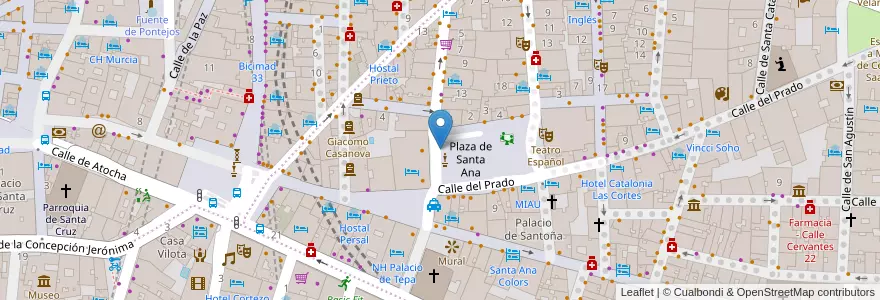 Mapa de ubicacion de Aparcabicis Plaza de Santa Ana en Испания, Мадрид, Мадрид, Área Metropolitana De Madrid Y Corredor Del Henares, Мадрид.