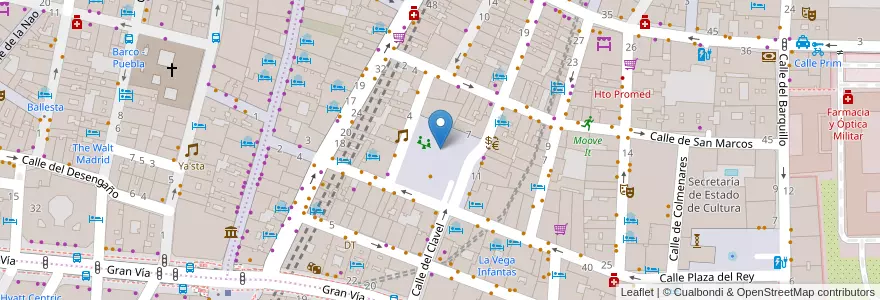 Mapa de ubicacion de Aparcabicis Plaza de Vázquez de Mella en Spagna, Comunidad De Madrid, Comunidad De Madrid, Área Metropolitana De Madrid Y Corredor Del Henares, Madrid.