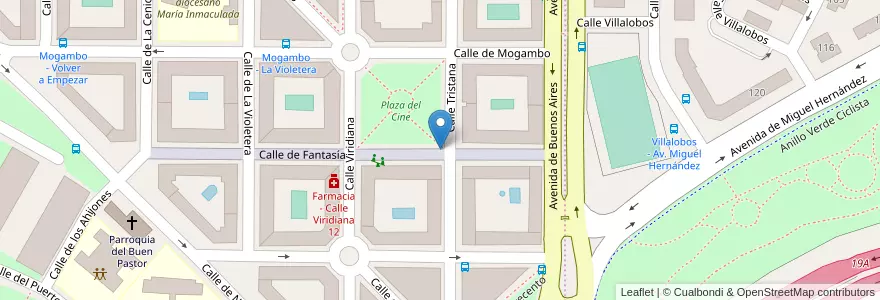 Mapa de ubicacion de Aparcabicis Plaza del Cine en Sepanyol, Comunidad De Madrid, Comunidad De Madrid, Área Metropolitana De Madrid Y Corredor Del Henares, Madrid.