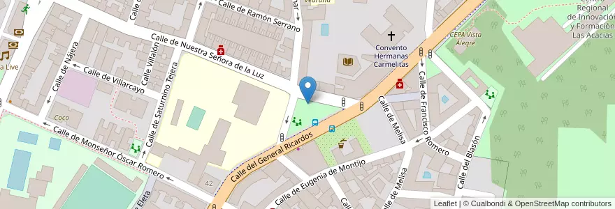 Mapa de ubicacion de Aparcabicis Plaza Las Palmeras en Spagna, Comunidad De Madrid, Comunidad De Madrid, Área Metropolitana De Madrid Y Corredor Del Henares, Madrid.
