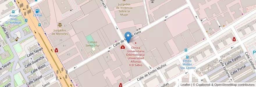 Mapa de ubicacion de Aparcabicis Policlínica Universitaria Alfonso X El Sabio en 스페인, Comunidad De Madrid, Comunidad De Madrid, Área Metropolitana De Madrid Y Corredor Del Henares, 마드리드.