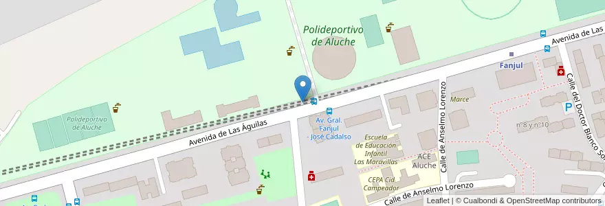 Mapa de ubicacion de Aparcabicis Polideportivo Aluche en Spagna, Comunidad De Madrid, Comunidad De Madrid, Área Metropolitana De Madrid Y Corredor Del Henares, Madrid.