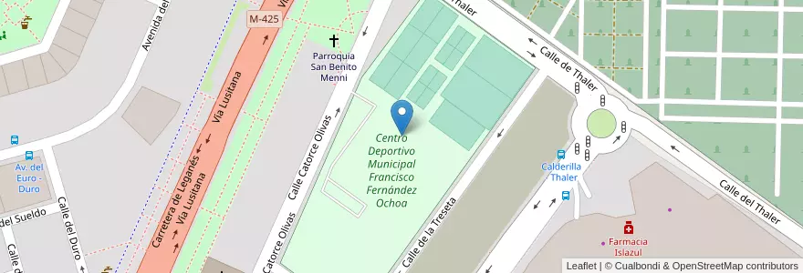 Mapa de ubicacion de Aparcabicis Polideportivo Francisco Fernández Ochoa en إسبانيا, منطقة مدريد, منطقة مدريد, Área Metropolitana De Madrid Y Corredor Del Henares, مدريد.