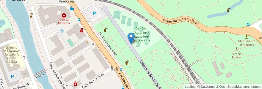 Mapa de ubicacion de Aparcabicis Polideportivo La Bombilla en إسبانيا, منطقة مدريد, منطقة مدريد, Área Metropolitana De Madrid Y Corredor Del Henares, مدريد.