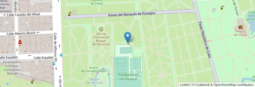 Mapa de ubicacion de Aparcabicis Polideportivo La Chopera en Espagne, Communauté De Madrid, Communauté De Madrid, Área Metropolitana De Madrid Y Corredor Del Henares, Madrid.