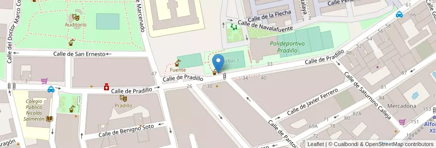 Mapa de ubicacion de Aparcabicis Polideportivo Pradillo en スペイン, マドリード州, Comunidad De Madrid, Área Metropolitana De Madrid Y Corredor Del Henares, Madrid.