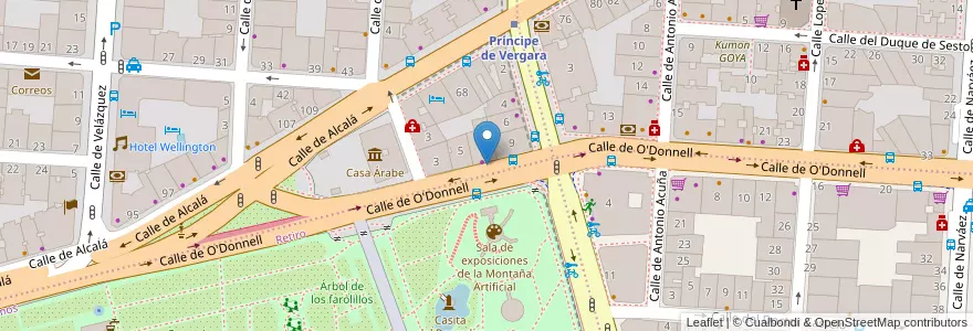 Mapa de ubicacion de Aparcabicis Retiro en 스페인, Comunidad De Madrid, Comunidad De Madrid, Área Metropolitana De Madrid Y Corredor Del Henares, 마드리드.