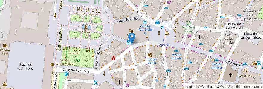Mapa de ubicacion de Aparcabicis Teatro Real en 스페인, Comunidad De Madrid, Comunidad De Madrid, Área Metropolitana De Madrid Y Corredor Del Henares, 마드리드.