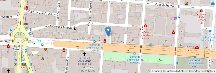Mapa de ubicacion de Aparcabicis Tetuán Punto Joven en Sepanyol, Comunidad De Madrid, Comunidad De Madrid, Área Metropolitana De Madrid Y Corredor Del Henares, Madrid.