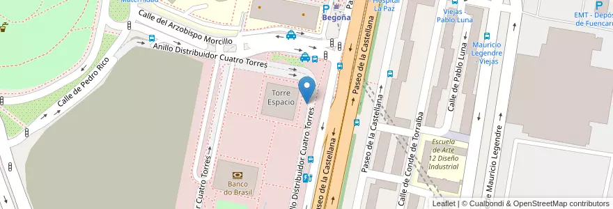 Mapa de ubicacion de Aparcabicis Torre Espacio en Espanha, Comunidade De Madrid, Comunidade De Madrid, Área Metropolitana De Madrid Y Corredor Del Henares, Madrid.