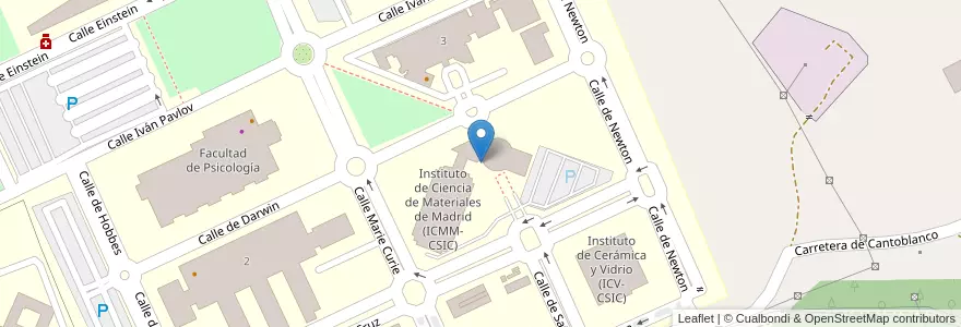 Mapa de ubicacion de Aparcabicis UAM Instituto de Ciencias de Materiales (CSIC) en إسبانيا, منطقة مدريد, منطقة مدريد, Área Metropolitana De Madrid Y Corredor Del Henares, مدريد.