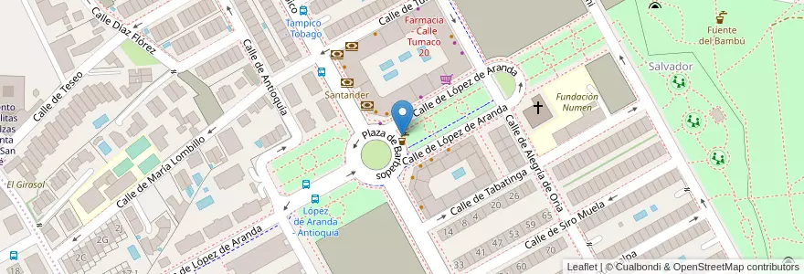Mapa de ubicacion de Aparcabicis Vía ciclista en スペイン, マドリード州, Comunidad De Madrid, Área Metropolitana De Madrid Y Corredor Del Henares, Madrid.