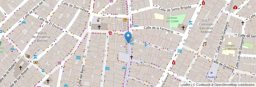 Mapa de ubicacion de Aparcabicis Zona peatonal Fuencarral en Espanha, Comunidade De Madrid, Comunidade De Madrid, Área Metropolitana De Madrid Y Corredor Del Henares, Madrid.