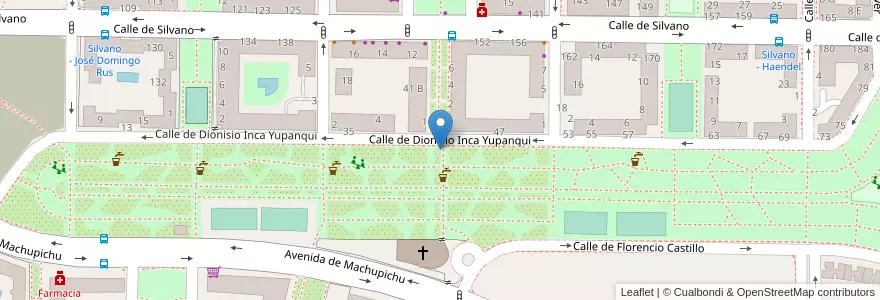 Mapa de ubicacion de Aparcabicis Zona verde Dionisio Inca Yupanqui - Av. Machupichu en إسبانيا, منطقة مدريد, منطقة مدريد, Área Metropolitana De Madrid Y Corredor Del Henares, مدريد.