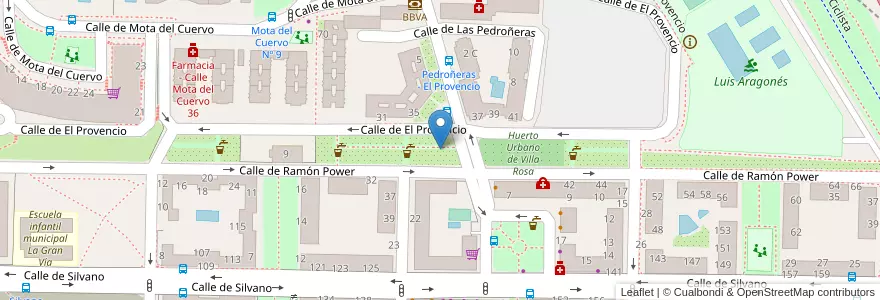 Mapa de ubicacion de Aparcabicis Zona verde Ramón Power - Provencio en Espanha, Comunidade De Madrid, Comunidade De Madrid, Área Metropolitana De Madrid Y Corredor Del Henares, Madrid.