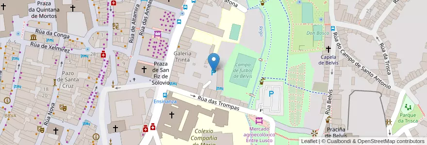 Mapa de ubicacion de Aparcadoiro de Belvís en Espanha, Galiza, A Corunha, Santiago, Santiago De Compostela.