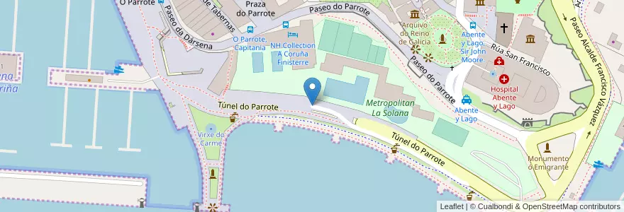Mapa de ubicacion de Aparcadoiro Marina-Parrote en 西班牙, Galicia / Galiza, A Coruña, A Coruña, A Coruña.