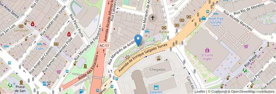 Mapa de ubicacion de Aparcadoiro Praza do Tebeo en Sepanyol, Galicia / Galiza, A Coruña, A Coruña, A Coruña.