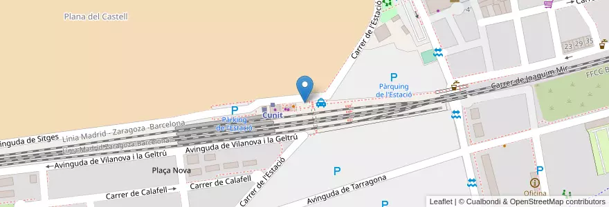 Mapa de ubicacion de Aparcament de bicicletes de l'Estació de Cunit en Испания, Таррагона.