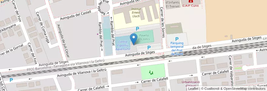 Mapa de ubicacion de Aparcament de bicicletes del Complex Esportiu del Prat de Cunit en İspanya, Tarragona, Baix Penedès, Cunit.