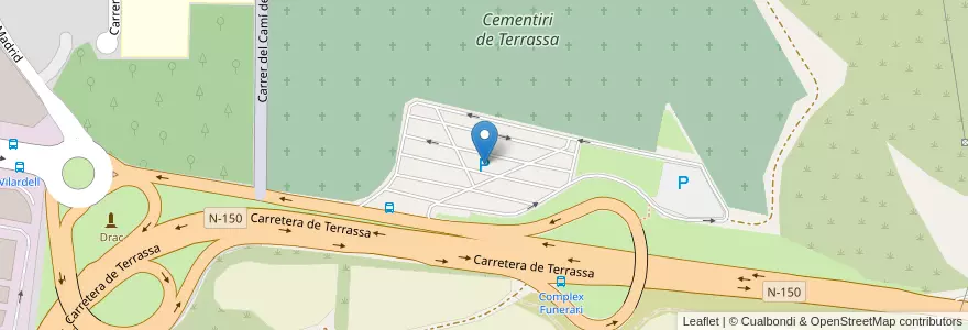 Mapa de ubicacion de Aparcament del Cementiri de Terrassa en España, Catalunya, Barcelona, Vallès Occidental, Terrassa.